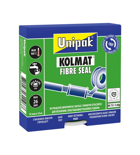 mpregnowna taśma fibrowa wzmocniona włóknami KOLMAT FIBRE SEAL 12 mm x 15 m UNIPAK