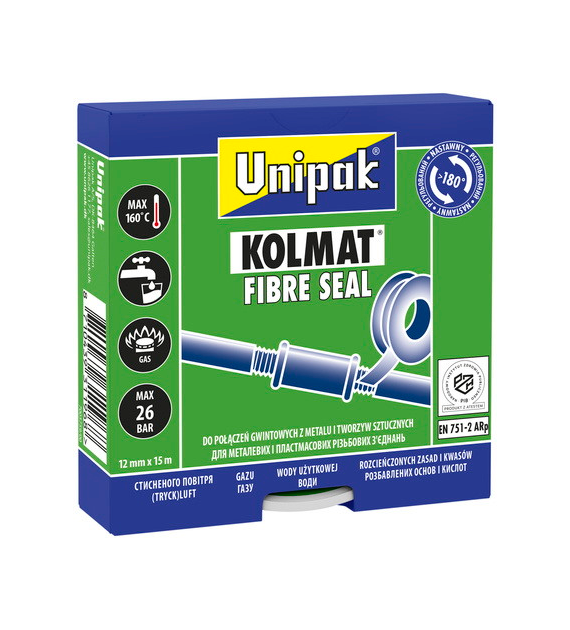 mpregnowna taśma fibrowa wzmocniona włóknami KOLMAT FIBRE SEAL 12 mm x 15 m UNIPAK