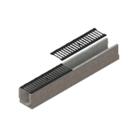 Kanał betonowy, korytko BASE DN100 KTL ruszt żeliwo klasa B125 H125 140mm szerokość, wysokość 125mm VODALAND