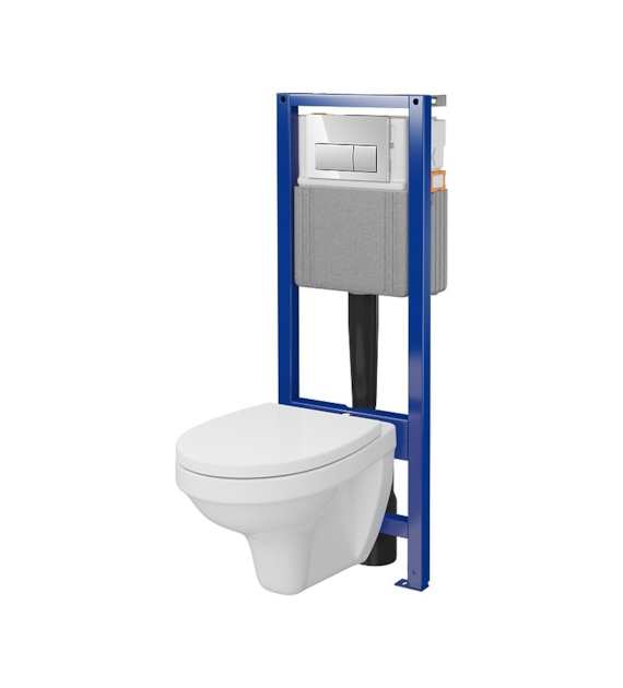 Zestaw podtynkowy [SET C71 SYSTEM 40 MECH]: stelaż podtynkowy + miska WC DELFI + deska sedesowa pp, wolnoopadająca + przycisk sterujący, chrom połysk, CERSANIT