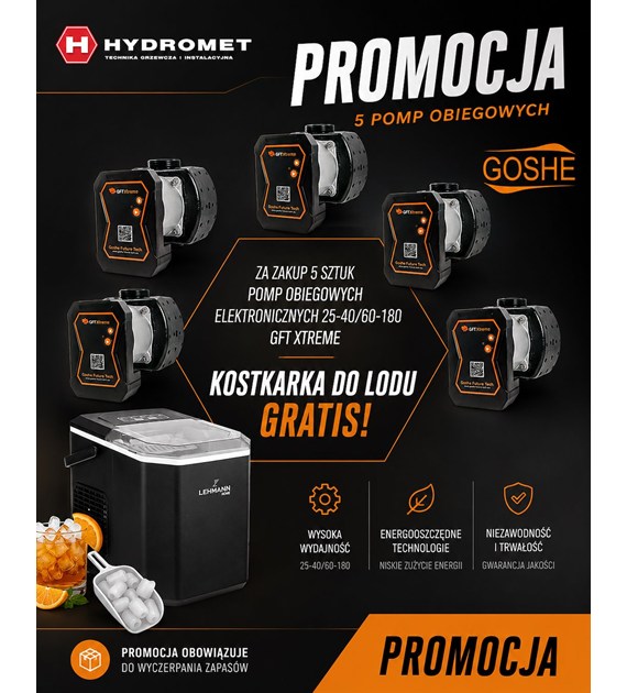 ZESTAW promocyjny: 5 x pompa GOSHE GFT XTREME 25/40-60/180 + kostkarka LEHMANN GRATIS