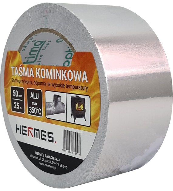 Taśma kominkowa srebrna 50mm x 25 m do 350'C HERMES
