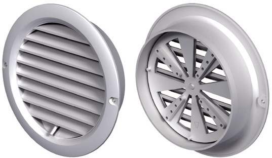 Kratka wentylacyjna okrągła regulowana z kołnierzem fi 100 mm, biała VENTIKA