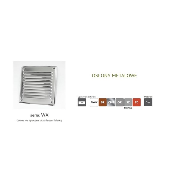 VENTS osłona metalowa skośna 165x165 mm z siatką, brązowa VENTIKA