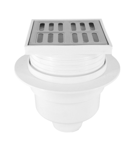 Kratka ściekowa, kanalizacyjna CHROM DN50 10x10 prosta regulowana DES