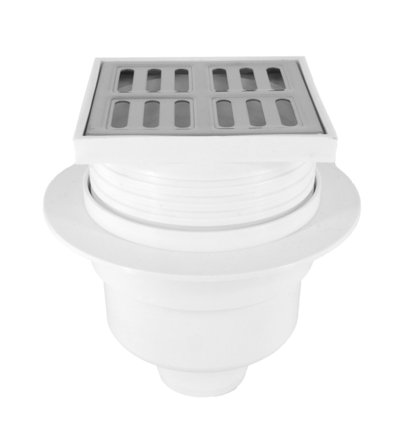 Kratka ściekowa, kanalizacyjna CHROM DN50 10x10 prosta regulowana DES