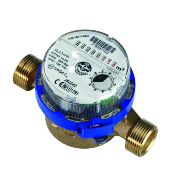 Wodomierz POWOGAZ JS 4-02 zimna woda 3/4  ( DN20 ) Smart+ R100 przyłącze 1 