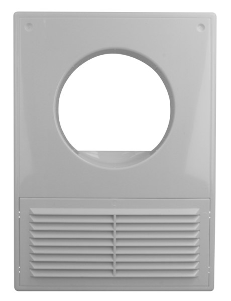 Kratka wentylacyjna 180x250 mm z siatką i  i wejściem okrągłym fi 100 mm, biała VENTIKA