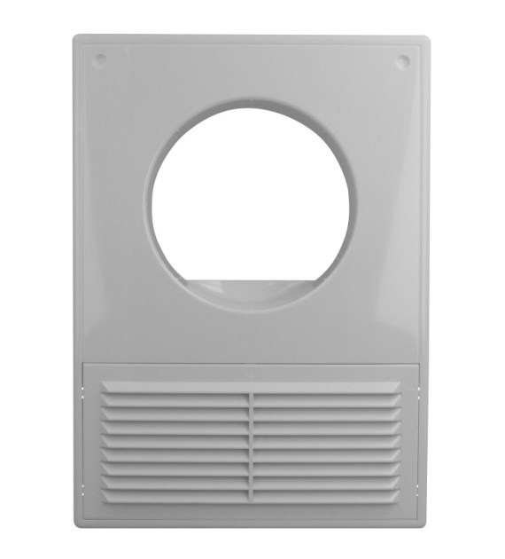 Kratka wentylacyjna 180x250 mm z siatką i wejściem okrągłym fi 125 mm, biała VENTIKA
