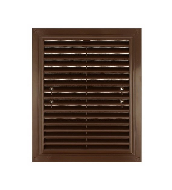 Kratka wentylacyjna 175x175 mm z siatką i uchwytami mocującymi, brązowa VENTIKA