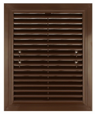 Kratka wentylacyjna 175x175 mm z siatką i uchwytami mocującymi, brązowa VENTIKA