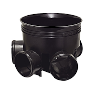 Kineta PP 400x200 zbiorcza 45st. typ 2, do do rury wznoszącej korugowanej OD400mm oraz rury wlotowej gładkiej 200mm, z uszczelką, kolor czarny (Basic 400) WAVIN
