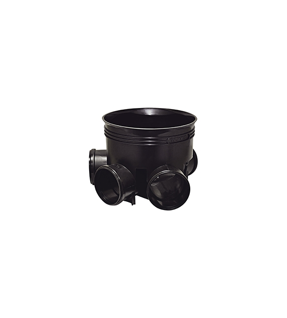Kineta PP 400x200 zbiorcza 45st. typ 2, do do rury wznoszącej korugowanej OD400mm oraz rury wlotowej gładkiej 200mm, z uszczelką, kolor czarny (Basic 400) WAVIN