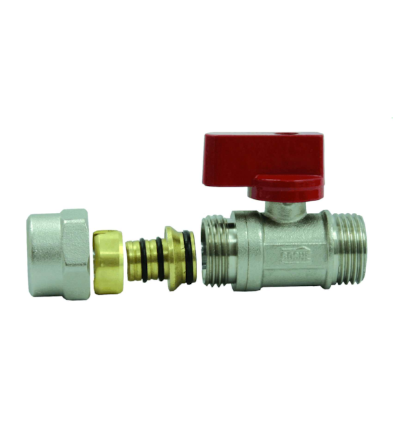 Kurek MINI ze złączką na rurę pex CZERWONY 1/2x16 ( DN15 x 16 ) GOSHE