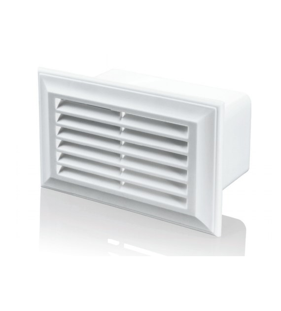 Kratka wentylacyjna z kołnierzem prostokątnym 220x90 mm, biała VENTIKA