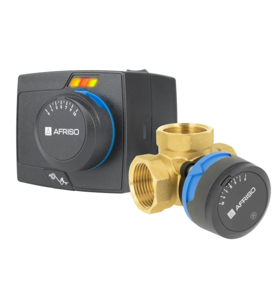 Zestaw regulacyjny ProClick: 3-drogowy obrotowy zawór mieszający ARV 384 VARIO ProClick, DN25, Rp1 , Kvs 4,5-12 + siłownik elektryczny ARM 343 ProClick AFRISO