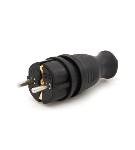 Wtyczka gumowa 16A 230V IP44 hermetyczna CZARNA BYLION