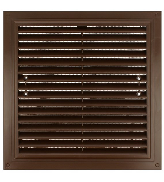 Kratka wentylacyjna 150x150 mm z siatką i uchwytami mocującymi, brązowa VENTIKA