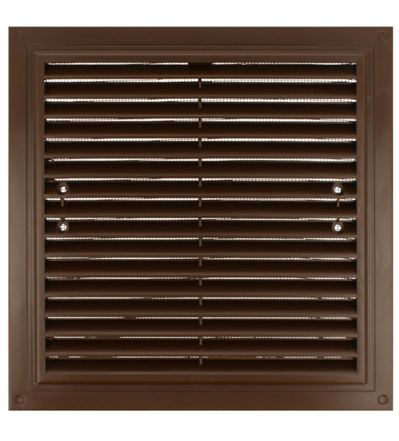 Kratka wentylacyjna 150x150 mm z siatką i uchwytami mocującymi, brązowa VENTIKA