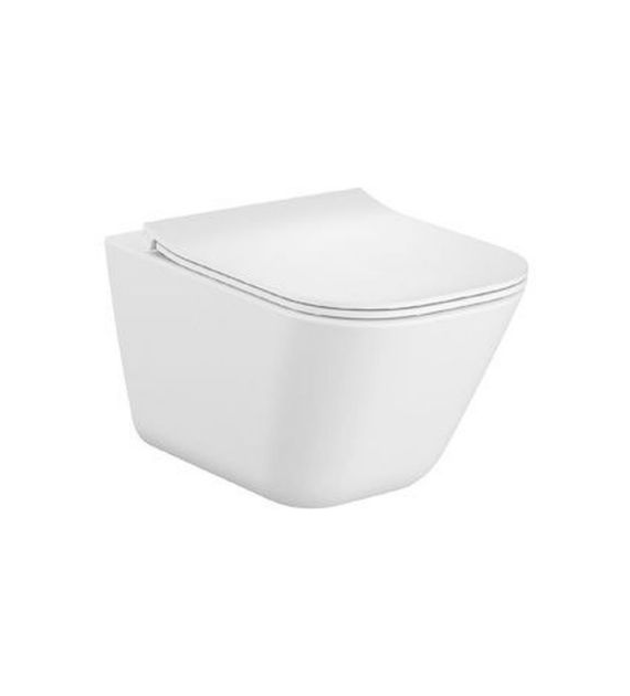GAP SQUARE RIMLESS ZESTAW Miska WC podwieszana Rimless + deska wolnoopadająca ultraslim duroplast ROCA
