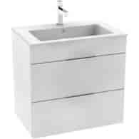 UNIK SUIT zestaw łazienkowy 650 x 422 x 620 mm biały połysk szafka z 2 szufladami, z umywalką 65 cm, z otworem na baterię ROCA