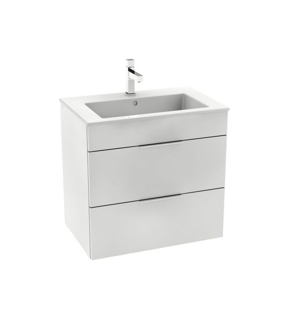 UNIK SUIT zestaw łazienkowy 650 x 422 x 620 mm biały połysk szafka z 2 szufladami, z umywalką 65 cm, z otworem na baterię ROCA
