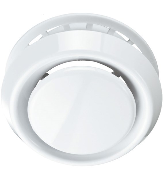 Anemostat nawiewno - wywiewny fi 125 mm z kołnierzem, biały, średnica zewnętrzna 166 VENTIKA