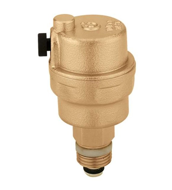 Automatyczny zawór odpowietrzający z zaworem stopowym 3/8  x 1/2  upust poziomy ROBOCAL CALEFFI