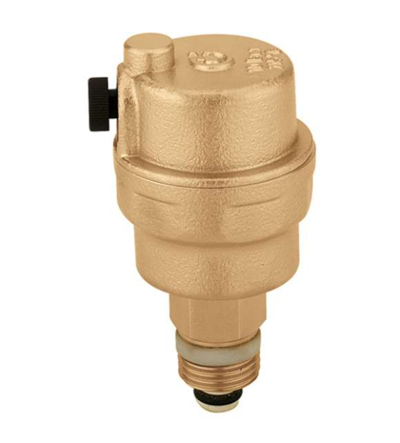 Automatyczny zawór odpowietrzający z zaworem stopowym 3/8  x 1/2  upust poziomy ROBOCAL CALEFFI
