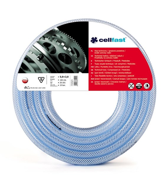 Wąż techniczny zbrojony 12.5x2.5mm 10atm ( cena za 1mb ) ( zwój 50 mb ) CELLFAST
