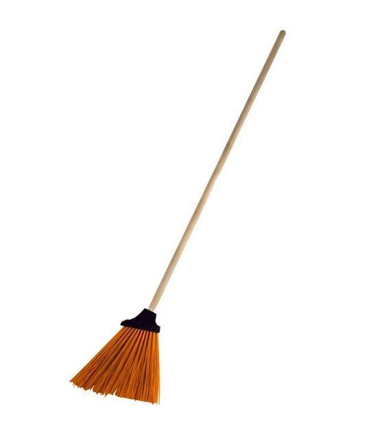 Szczotka gospodarcza plastikowa pomarańczowa z trzonkiem drewnianym 120cm PROLINE
