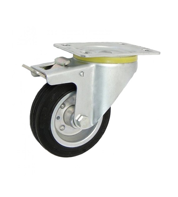 Koło 100mm d-100 z hamulcem skrętne metalowo-gumowe 15H ZABI