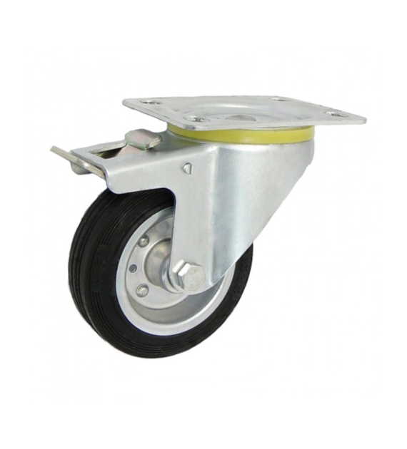 Koło 100mm d-100 z hamulcem skrętne metalowo-gumowe 15H ZABI