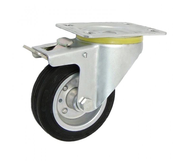 Koło 100mm d-100 z hamulcem skrętne metalowo-gumowe 15H ZABI