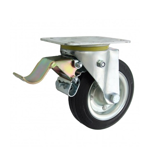 Koło 125mm d-125 z hamulcem skrętne metalowo-gumowe 25H ZABI