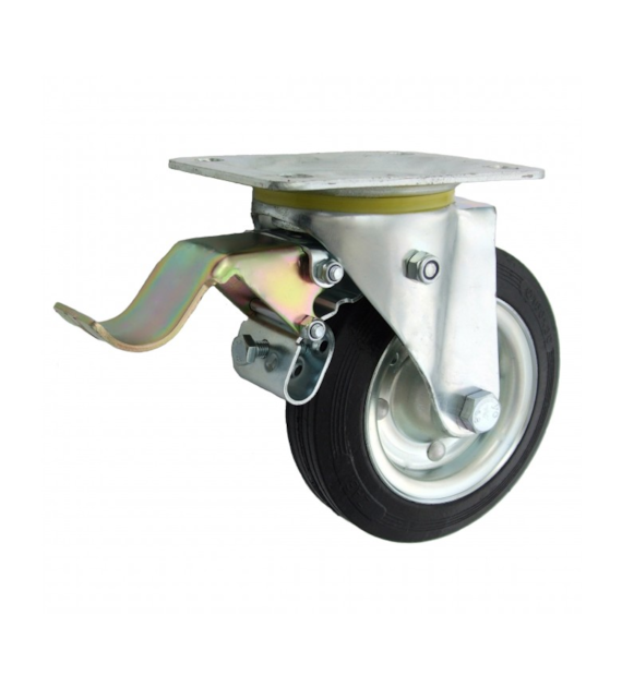 Koło 125mm d-125 z hamulcem skrętne metalowo-gumowe 25H ZABI
