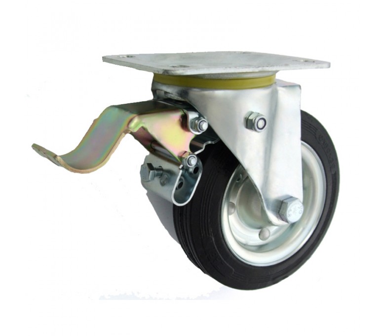 Koło obrotowe z hamulcem - 160mm - metal-guma - 45H ZABI