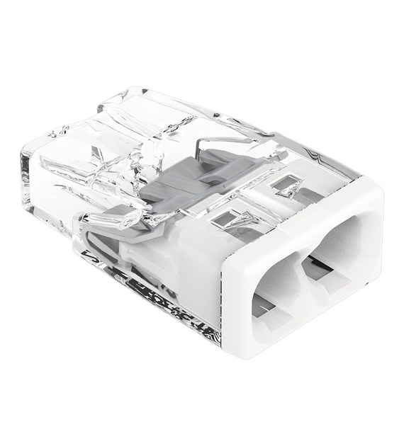 Złączka instalacyjna COMPACT 2-przewodowa do drutu, do 2,5 mm2, transparentna z białą pokrywą 2273-202 WAGO