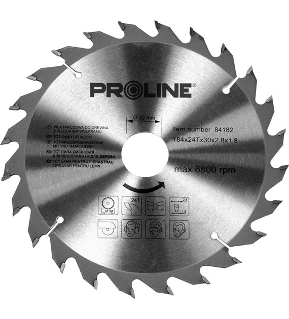 Piła tarczowa do drewna z węglikiem 184x30/20/16mm 24 zęby PROLINE