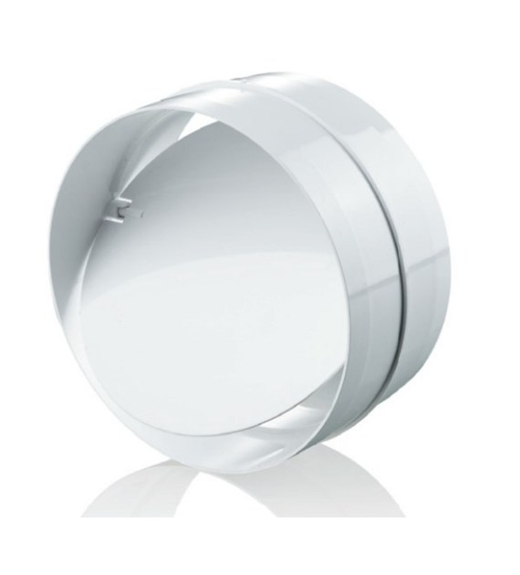 Łącznik kanałów okrągłych fi 100 mm z zaworem zwrotnym, biały VENTIKA