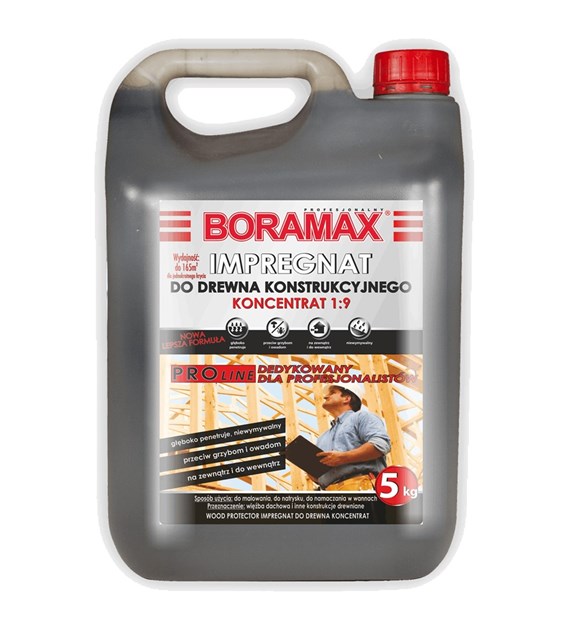 BORAMAX Impregnat do drewna konstrukcyjnego 5 kg brązowy koncentrat 1:9 BORAMAX