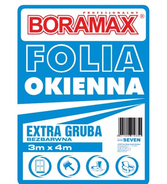 Folia okienna bez. EXTRA gruba 3x4 850gr BORAMAX