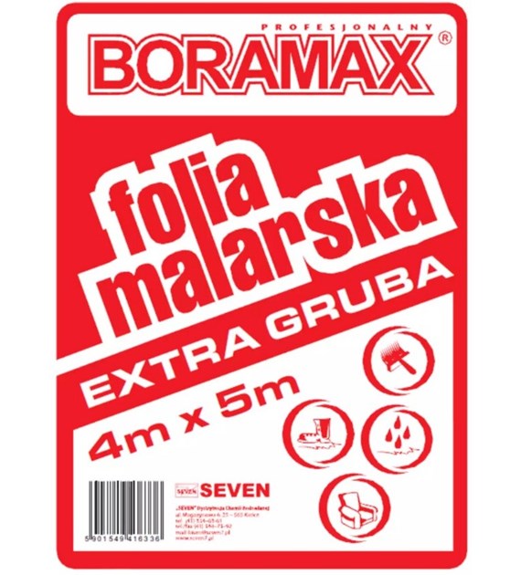 Folia malarska EXTRA gruba czerw. 4x5m 900g BORAMAX