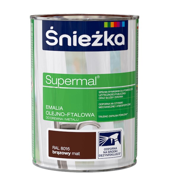 Farba do drewna i metalu SUPERMAL BRĄZOWY MAT 0,8L