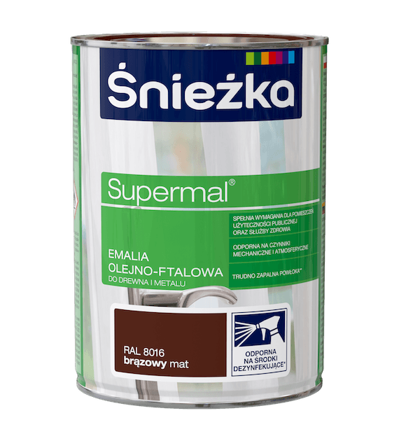 Farba do drewna i metalu SUPERMAL BRĄZOWY MAT 0,8L