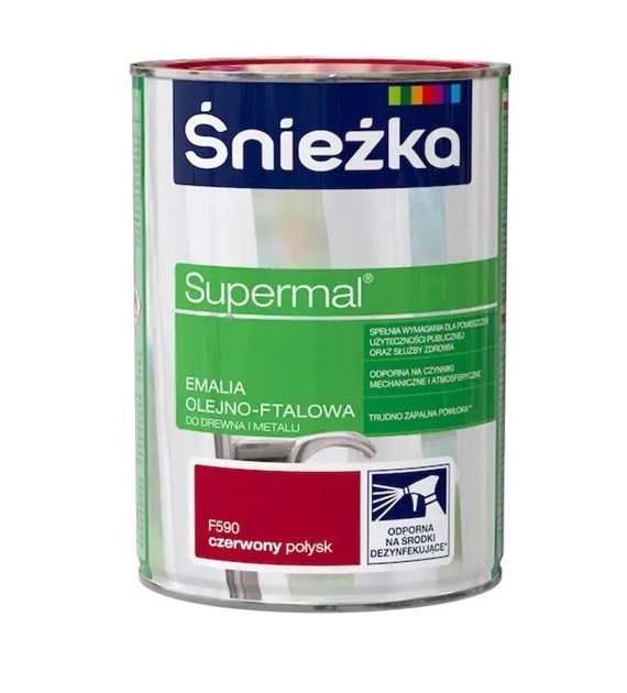 ŚNIEŻKA Supermal® Emalia Olejno-ftalowa CZERWONY F590 0.8L