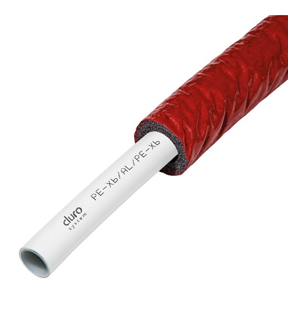 Rura DURO PEX/AL/PEX w izolacji 25x2,5 czerwona 25m