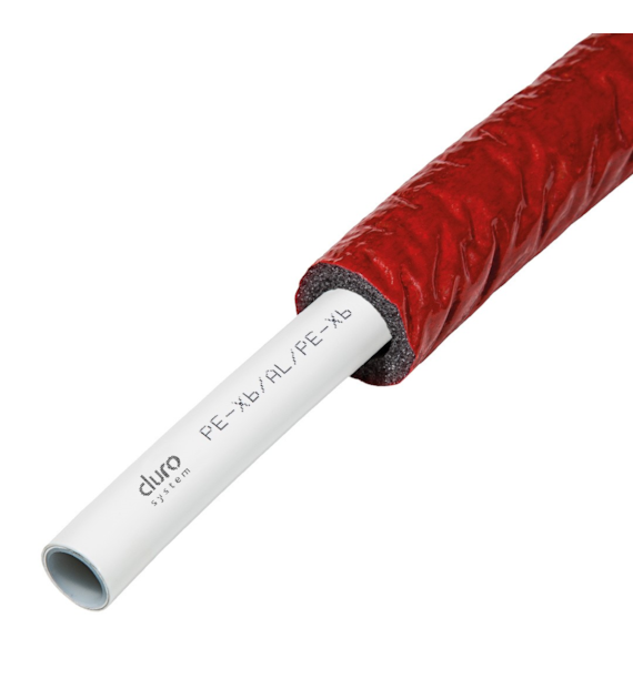 Rura DURO PEX/AL/PEX w izolacji 25x2,5 CZERWONA ( cena za 1mb ) ( zwój 25m ) ARKA