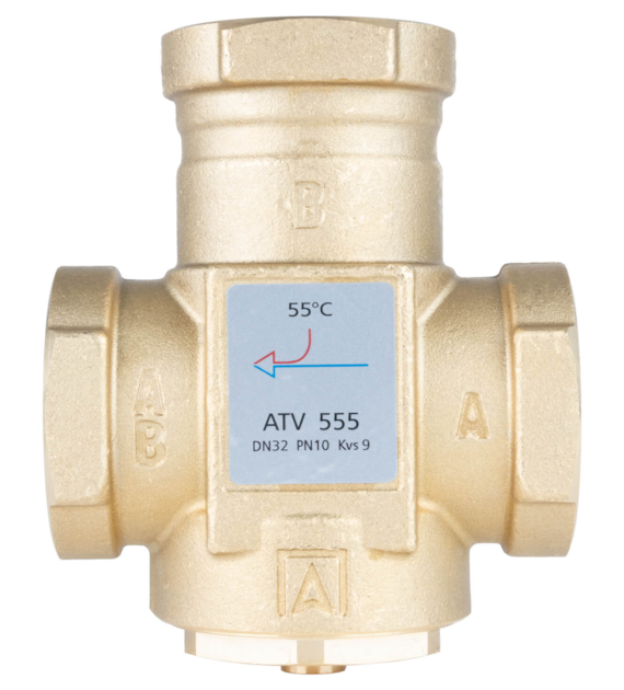 Zawór temperaturowy ATV 555, DN32, Rp1 1/4 , kvs 9, 55°C AFRISO