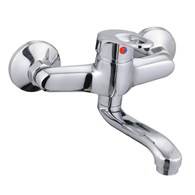 Bateria zlewozmywakowa, kuchenna, do zlewu ścienna, z ruchomą wylewką długość 20 cm CHROM AZUL DURO ARKA